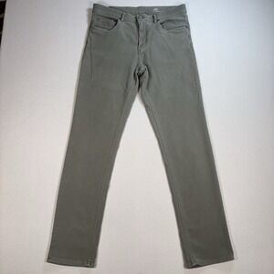 Faherty Terry 5-Pocket Pants Mens 34x33* Faded Olive Green Slim Straight Stretch